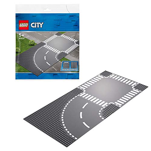 LEGO City Supplementary Curva e Incrocio a T Supplementare con 2 Piattaforme di Base per Tutti i Set da Costruzione,