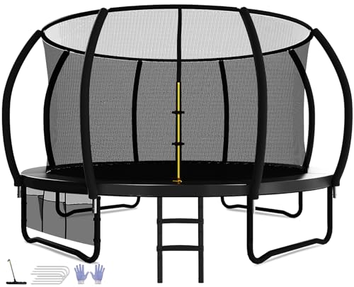 Devoko Trampolino da Esterno Ø 244/305/366/427 cm, Certificazione GS, per Bambini, con Rete di Sicurezza, Copertura