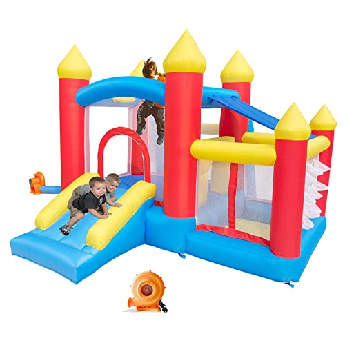 Ballsea Castello gonfiabile per bambini con ventilatore. Adatto per bambini da 3 a 8 anni, castello gonfiabile per