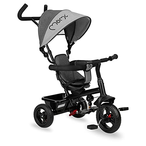 MoMi IRIS triciclo 5 in 1 con funzione passeggino, per bambini da 9 mesi a 5 anni, seduta a 360° con cintura di