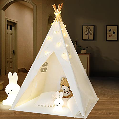 Teepee Tenda per Bambini, Tenda Indiano con Luci Fatate Tenda da Gioco Portatile Tenda da Gioco Castello Giochi per