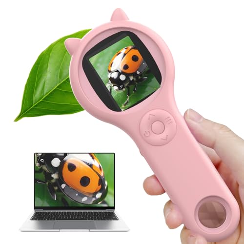 Microscopio per bambini 200X- 2 Pollici Microscopio Portatile con 8 LED Regolabili,