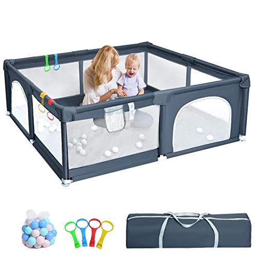 HABOWN Box per Bambini 150 x 180cm - Box Recinto per Bambini Pieghevole con rete traspirante, Box Neonato Centro di