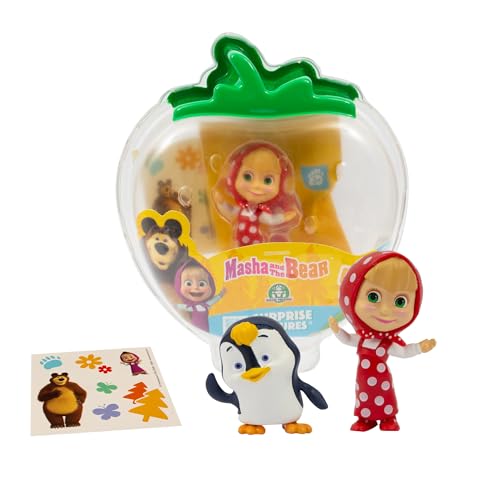 Giochi Preziosi - Masha e Orso: Masha e Pinguino Set Personaggi da 7 cm, Confezione Trasportabile con Sticker,