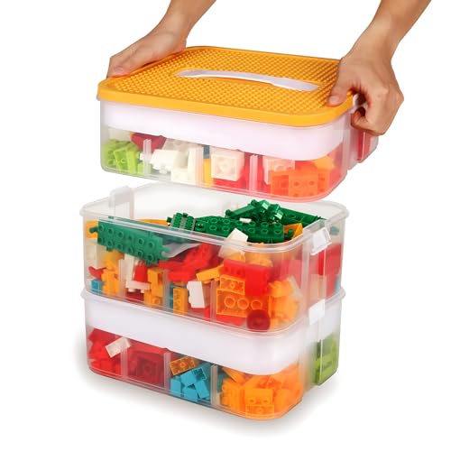 WillingHeart Contenitore Giochi Bambini per Lego Grande Scatole Plastica con Coperchio Cubi Portagiochi Contenitori