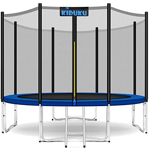 KIDUKU® Trampolino, Tappeto Elastico per Giardino Ø 305 cm | Set Completo con Rete di Sicurezza, Scaletta, Copertura,