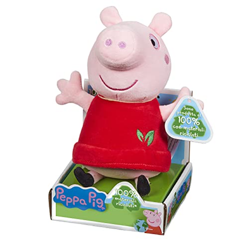 Rocco Giocattoli Pig Morbidi Peluche di Peppa, Alti 20 cm e Interamente Prodotti con plastica Riciclata. Assortiti in