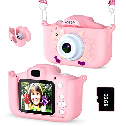 ASTGMI Macchina Fotografica Bambini, 12MP Mini Ricaricabile Fotocamera Digitale Bambina Videocamera Regalo per Ragazze