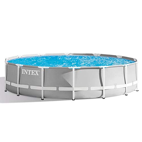 Intex 26716NP – Piscina Fuori Terra Prisma Frame Rotonda, Pompa Filtro 2006 L/h, Scaletta, 8592 L, Acciaio e PVC,