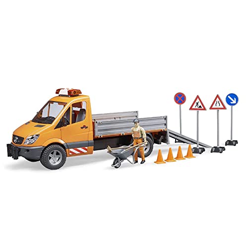 bruder 02677 - Mercedes Benz Sprinter Municipal con modulo luci e suoni conducente e accessori, veicolo da cantiere,