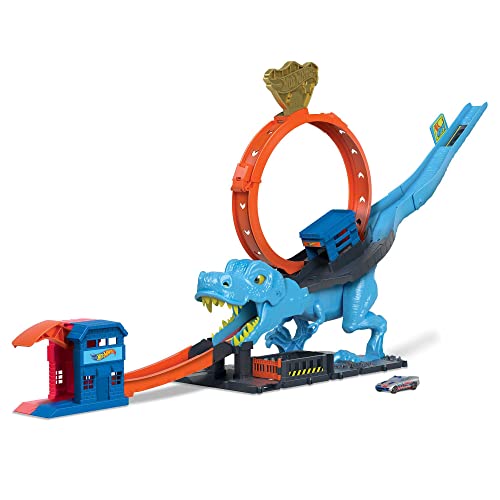 Hot Wheels - Hot Wheels City Pista con 1 macchinina, sfreccia attraverso un loop gigante per sconfiggere il mega