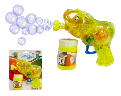 Pistola Bolle di Sapone con Luce per Bambini Pistola Spara Bolle di Sapone con 50ml Soluzione di Bolle Pistola