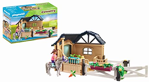 PLAYMOBIL Country 71240 Estensione stalla, Set di Estensione con Pony, Adatto per ampliare Il maneggio, Giocattolo per