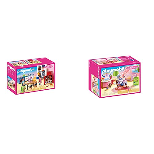 Playmobil Dollhouse 70206 - Cucina, dai 4 Anni & Dollhouse 70210 - Cameretta della Bambina, dai 4 Anni