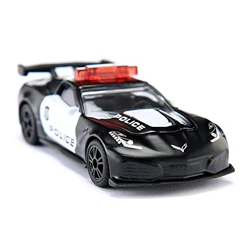 siku 1545, Auto della polizia Chevrolet Corvette ZR1, Metallo e Plastica, Nero e Bianco, Cofano apribile, Design auto