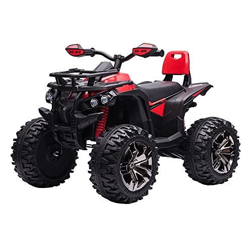 HOMCOM 12V Quad Elettrico per Bambini 3-5 Anni 3-8km/h, Auto Elettrica per Bambini con Musica, MP3, USB, Scheda TF, Fari