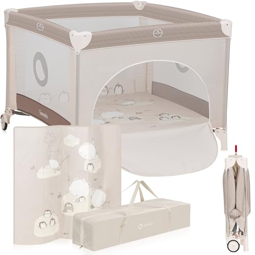 Lionelo BONNIE Box bambini pieghevole 100x100cm dalla nascita fino 15kg con materasso Lettino per neonati da viaggio