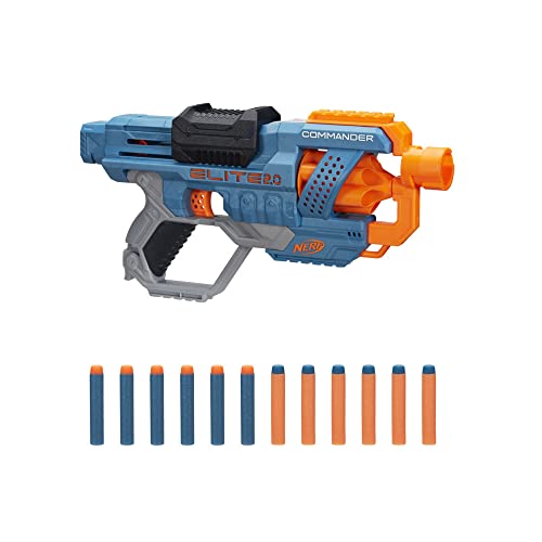 Hasbro ‎E9485F02 Nerf Elite 2.0 Commander, Blaster Con Tamburo Rotante E 12 Dardi Inclusi, Multi, Taglia Unica