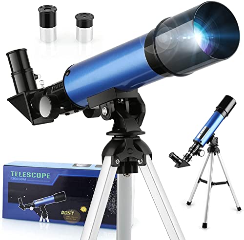 Telescopio per bambini 50/360 mm con 2 oculari e treppiede leggero, telescopio rifrattore