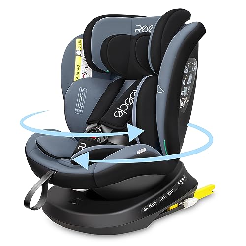 Reecle I-Size 360 Girevole Seggiolino Auto con ISOFIX, 40-150cm(Gruppo 0 + 1/2/3, 0-36 kg), ca. 0-12 anni (Nero)