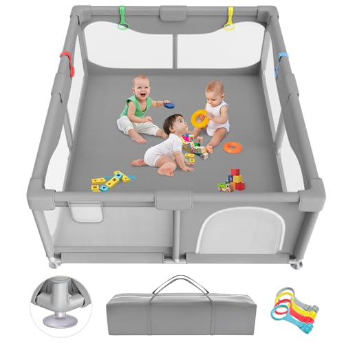 Box per Bambini con Succhiatori, 150x180cm Recinto per Baby Tessuto Oxford 300D, Centro Attività per Bambini, Facile da