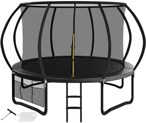 Devoko Trampolino da Esterno Ø 244/305/366/427 cm, Certificazione GS, per Bambini, con Rete di Sicurezza, Copertura