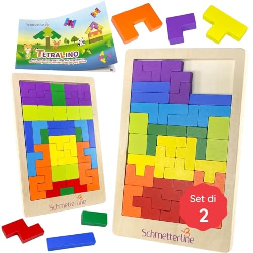 SCHMETTERLINE® Set di 2 puzzle in legno per bambini a partire da 3 anni - giocattoli montessoriani in legno per