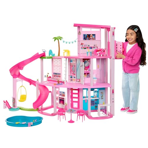 Barbie - Casa dei Sogni di Barbie, playset casa delle bambole con piscina, scivolo a 3 piani, ascensore e aree di gioco