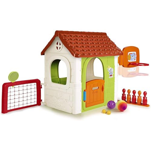 FEBER 800012606 Casetta Activity House 6 in 1 con Giochi Incorporati, per Bambini dai 3 Anni, Multicolore, One Size