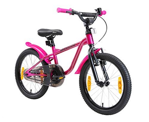 LÖWENRAD Bicicletta Bambini 5 Anni | Bici Bambino Bambina 18' Pollici Freno a Pattino e Freno a retropedale | Berry