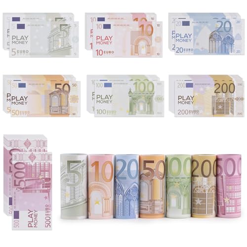 EFUTURETIME 175 x Prop Money Euro Copy Money, Cash Giocattolo per Bambini per il Fai da Te, l'Apprendimento,i Giochi, le