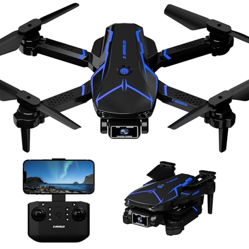 Mini Droni con Fotocamera 720P HD,X19 Drone Pieghevole con 2 Telecamera per Bambini/Adulti,WiFi Giocattoli RC Quadcopter