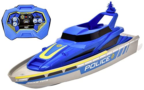 Dickie Toys - Barca della polizia RC – barca giocattolo telecomandata in design della polizia dai 6 anni in su, nave