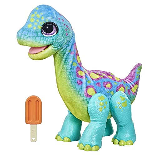 furReal Snackin’ Sam the Bronto, giocattolo Interactive Animatronic Plush, bambini dai 4 anni in su