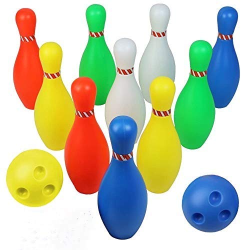 yoptote Birilli Bowling Set Bambin Palla da Bowling Giocattoli（10 Birilli + 2 Palle）per Bambini 3 4 5 Anni