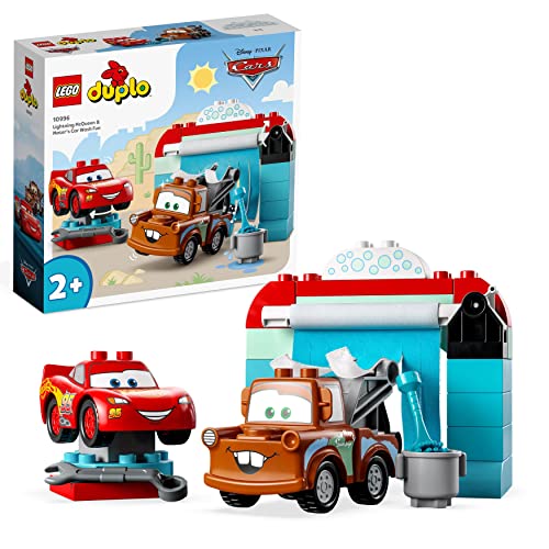 LEGO DUPLO | Disney PixarCars Divertimento all’Autolavaggio con Saetta McQueen e Cricchetto, Macchine Giocattolo per