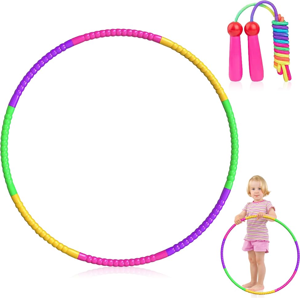 BNGXR Hula Hoop per Bambini, Colorato Bambini Hoola Hoop con Jump Rope, Diametro Ø66cm, Hoola Hoop Staccabili