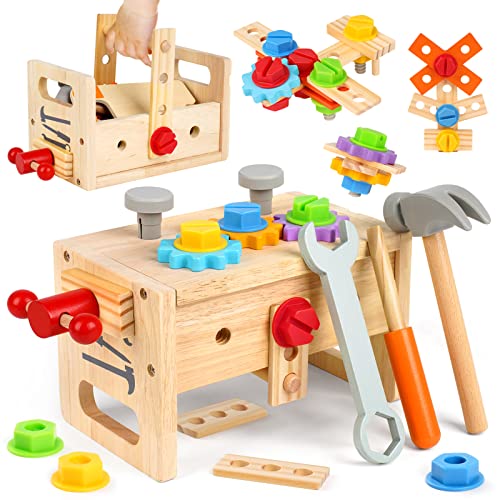 Vanplay Giochi in Legno Cassetta Attrezzi Bambini Attrezzi Giocattolo Giochi Educativi in Legno Regalo di Natale per