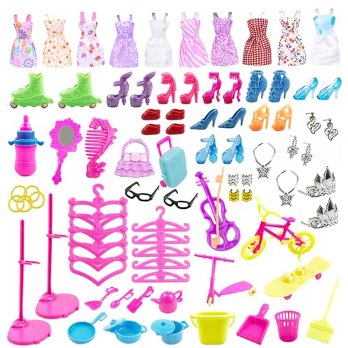 RYAN 88 Pezzi Vestiti e Accessori per Bambole Dolls 10 Abiti Barbie e 78 Barbie Accessori per Barbie Vestiti Barbie e