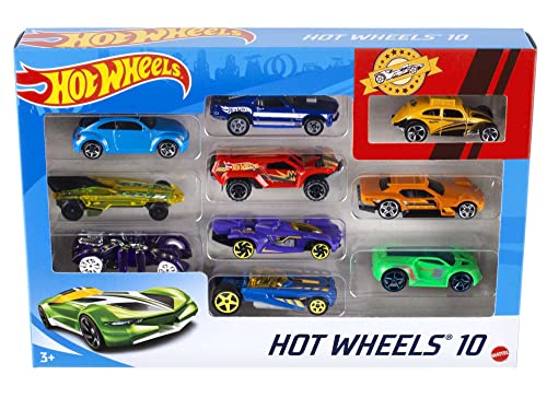 Hot Wheels - Set Macchinine da 10 Veicoli in Scala 1:64, con Decorazioni Mozzafiato, da Collezionare, Single, 54886