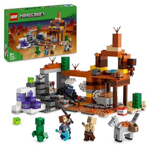 LEGO Minecraft La Miniera delle Badlands, Modellino da Costruire di Bioma con Personaggi, Accessori e Mob Ostili, Giochi