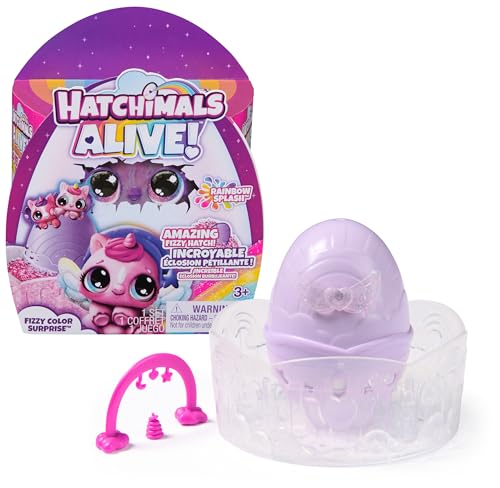 Hatchimals Alive, giocattolo Rainbow Splash Fizzy Color Surprise, scopri due o tre gemelli nelle uova con colore a