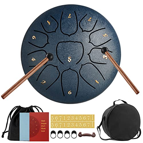 Steel Tongue Drum,6 Pollici 11 Note Tamburo Handpan Strumento a Percussione Tamburo,Portatile Tamburo del Handpan in