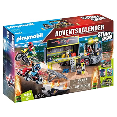 PLAYMOBIL Calendario dell'Avvento XXL 70544 Stuntshow incluso, per bambini dai 4 anni in su