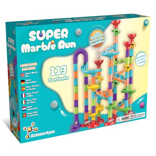 Science4you Super Pista per Biglie per Bambini - Giochi con Biglie Incluse + 113 pezzi,