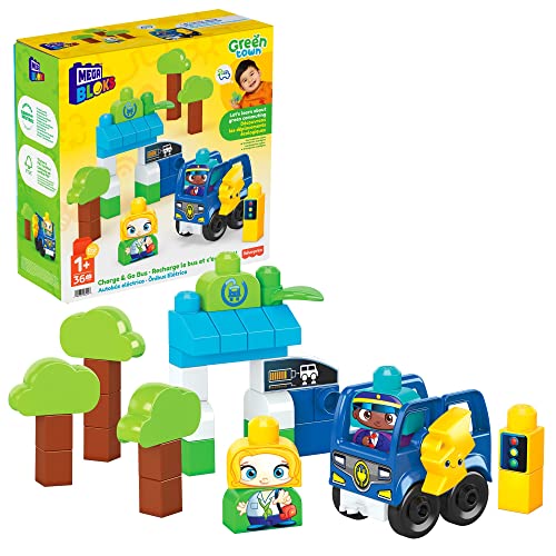 Mega Bloks Green Town Bus Ecologico Amici Bio - Costruzioni per Bambini - 35 Blocchi - 2 Personaggi da Costruire -