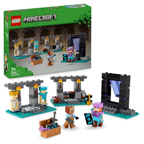 LEGO Minecraft L'Armeria, Modellino da Costruire, Set con Personaggio Alex, Accessori e Armi Giocattolo, Gioco d'Azione