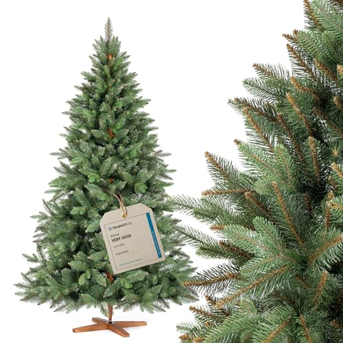 Albero FAIRYTREES Nordman Premium 180 cm, realizzato nell'UE. Albero di Natale artificiale formato da due materiali