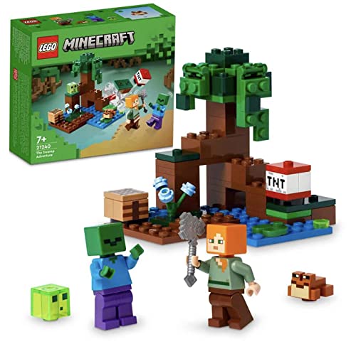 LEGO Minecraft Avventura nella Palude, Modellino da Costruire con Personaggi di Alex e Zombie nel Bioma, Giochi per