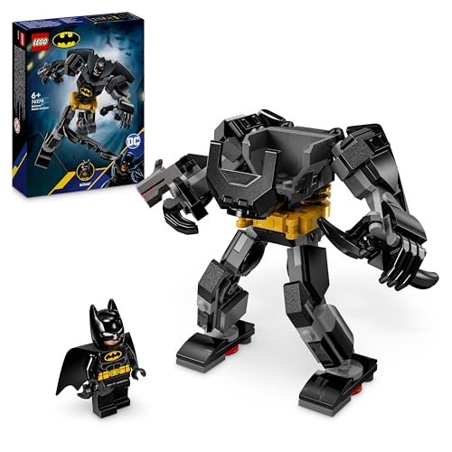 LEGO DC Armatura Mech di Batman, Action Figure Giocattolo da Costruire, Robot Snodabile da Collezione con Minifigure e